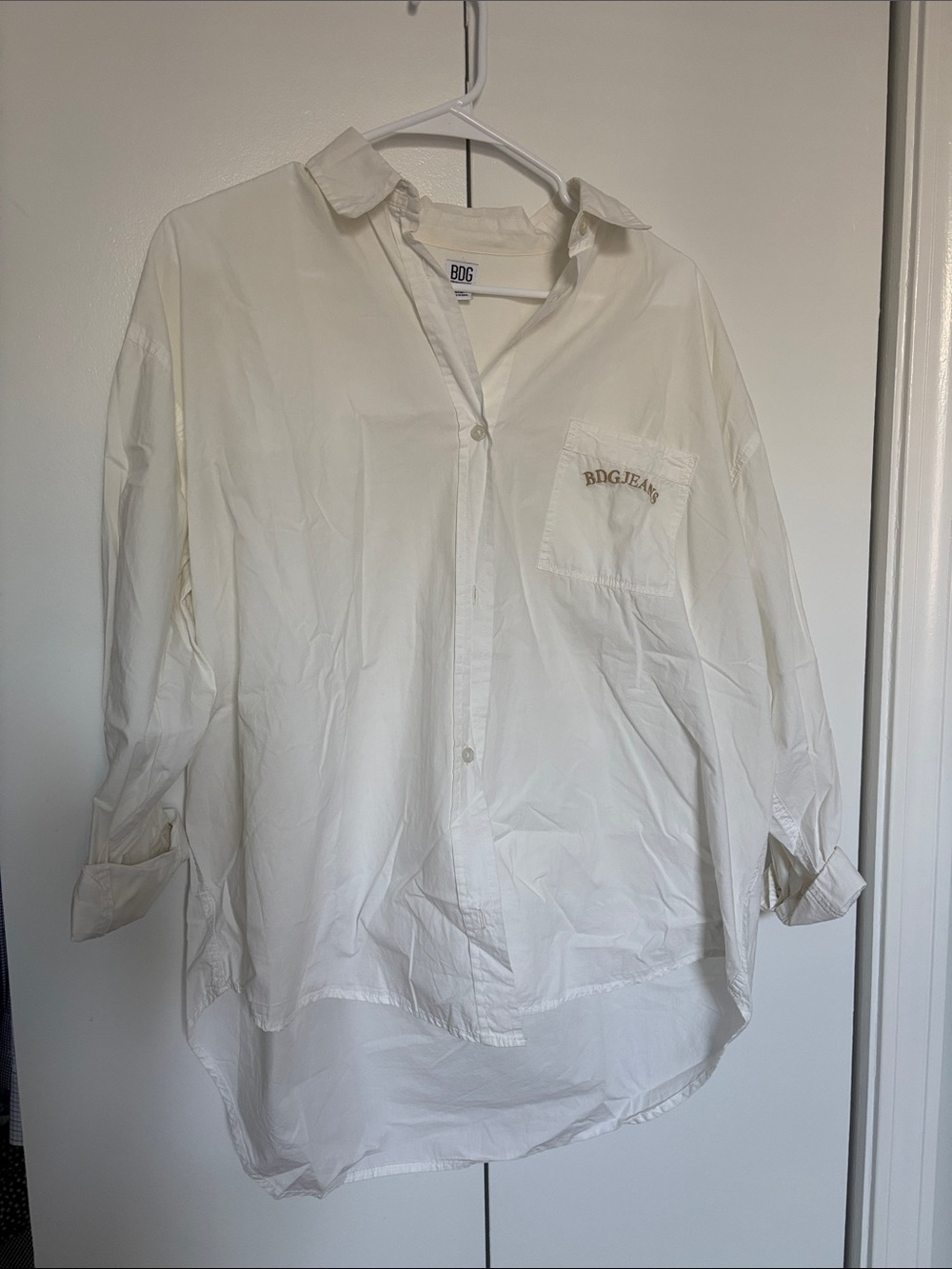 BDG Off White Oversized Relaxed Shirt in XS